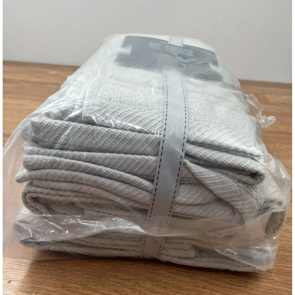 Hearth & Harbor From Macys 10pc Bath Towel Set in Grey, 100% Cotton NEW